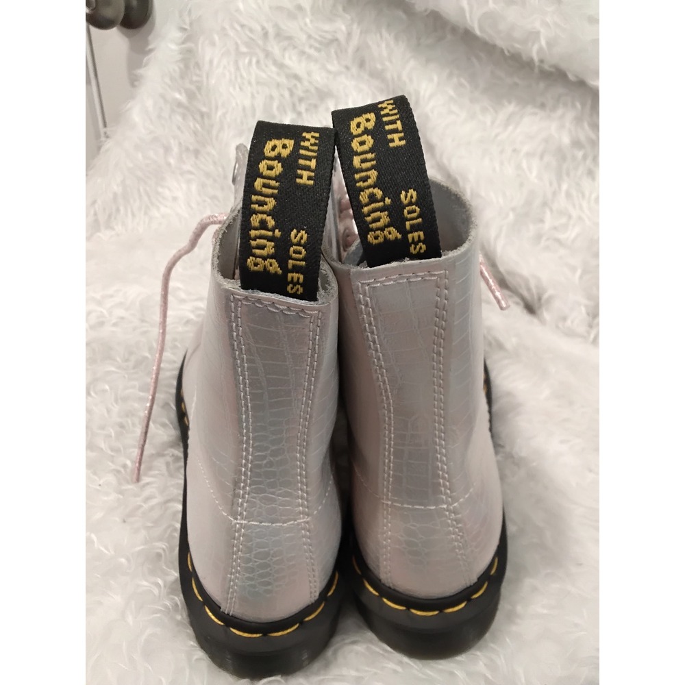 Dr. Martens 1460 Pascal Iridescent Silver Croc Embossed Boots Womens 7 - Picture 3 of 8